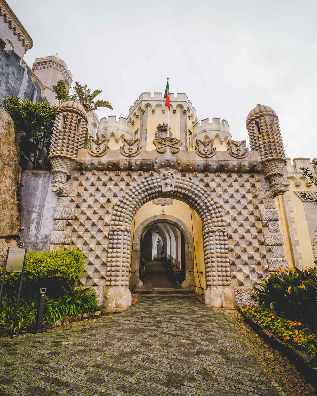 the main entrance of pena palace