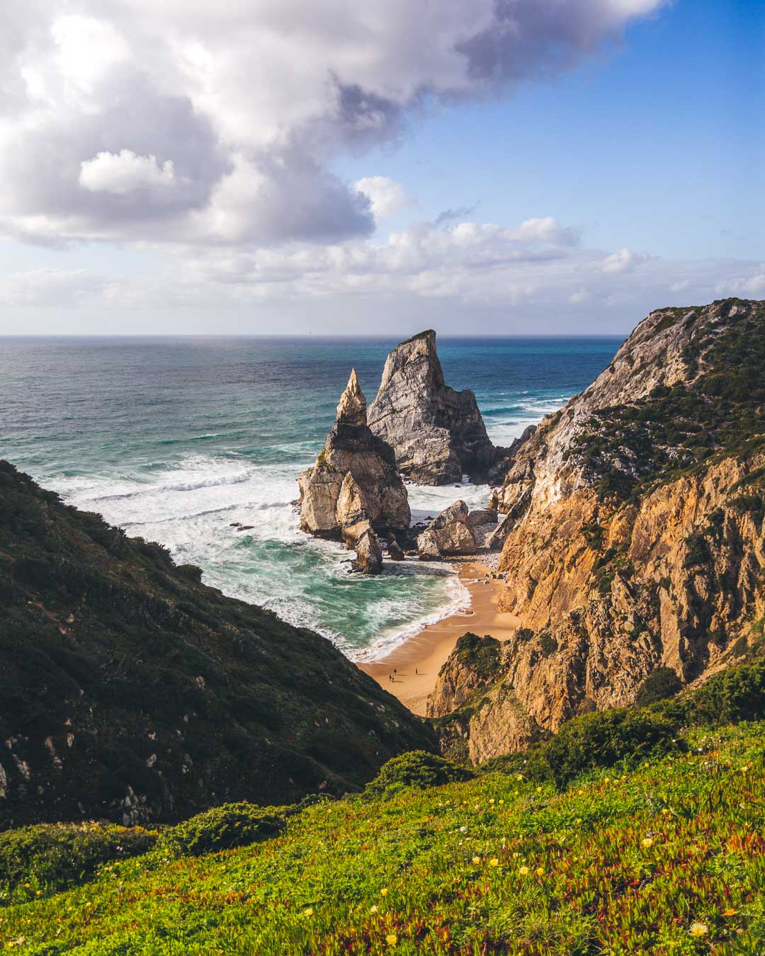 praia da ursa from up the cliffs in sintra portugal