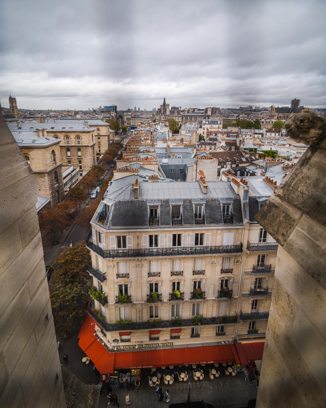 buildings as seen from inside notre dame de paris staircase