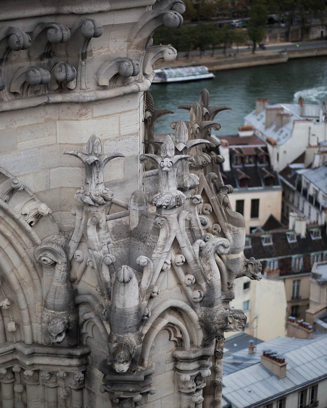 detail of notre dame de paris tower