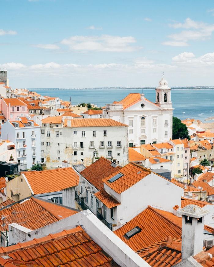 view of alfama neighboorhood in lisbon in winter