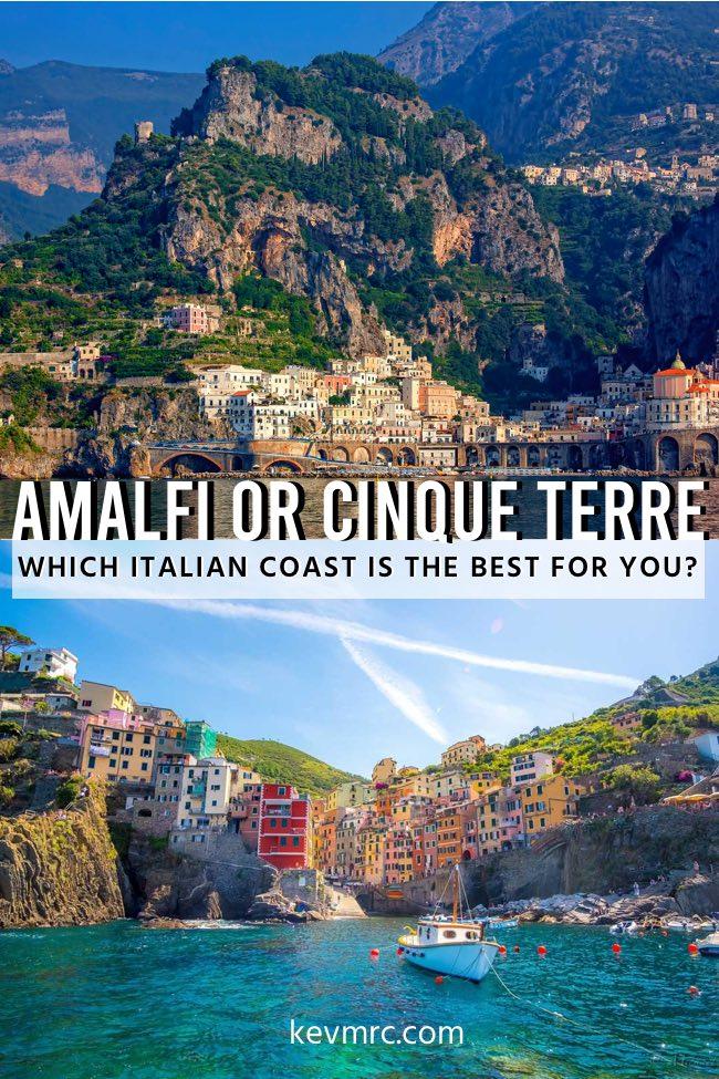 Cinque Terre vs Amalfi Coast Italy. How can you even decide which one is best… Well unless you have unlimited vacation time, you have to make a choice. We’ve taken 10 categories, from best beaches to best food, to help you answer the question. Let’s find out if you should go to Amalfi Coast or Cinque Terre! amalfi coast travel | cinque terre italy | italy travel destinations | italy travel destinations places to visit | italy bucket lists | italy travel beautiful places #italytravel #amalficoast #cinqueterre