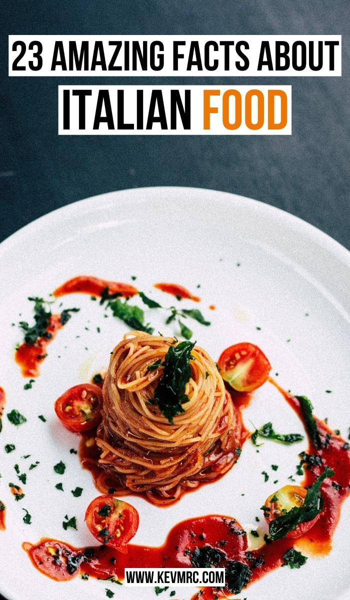 Along with Ancient Rome, and the Leaning Tower of Pisa, Italy is well-known across the world for its delicious food. Pizza, pasta, but also much, much more!Learn more about Italian cuisine & food with these 23 interesting facts about Italian food. italy food | italy food pasta | italian food | italy facts | food facts #italy #italianfood #facts