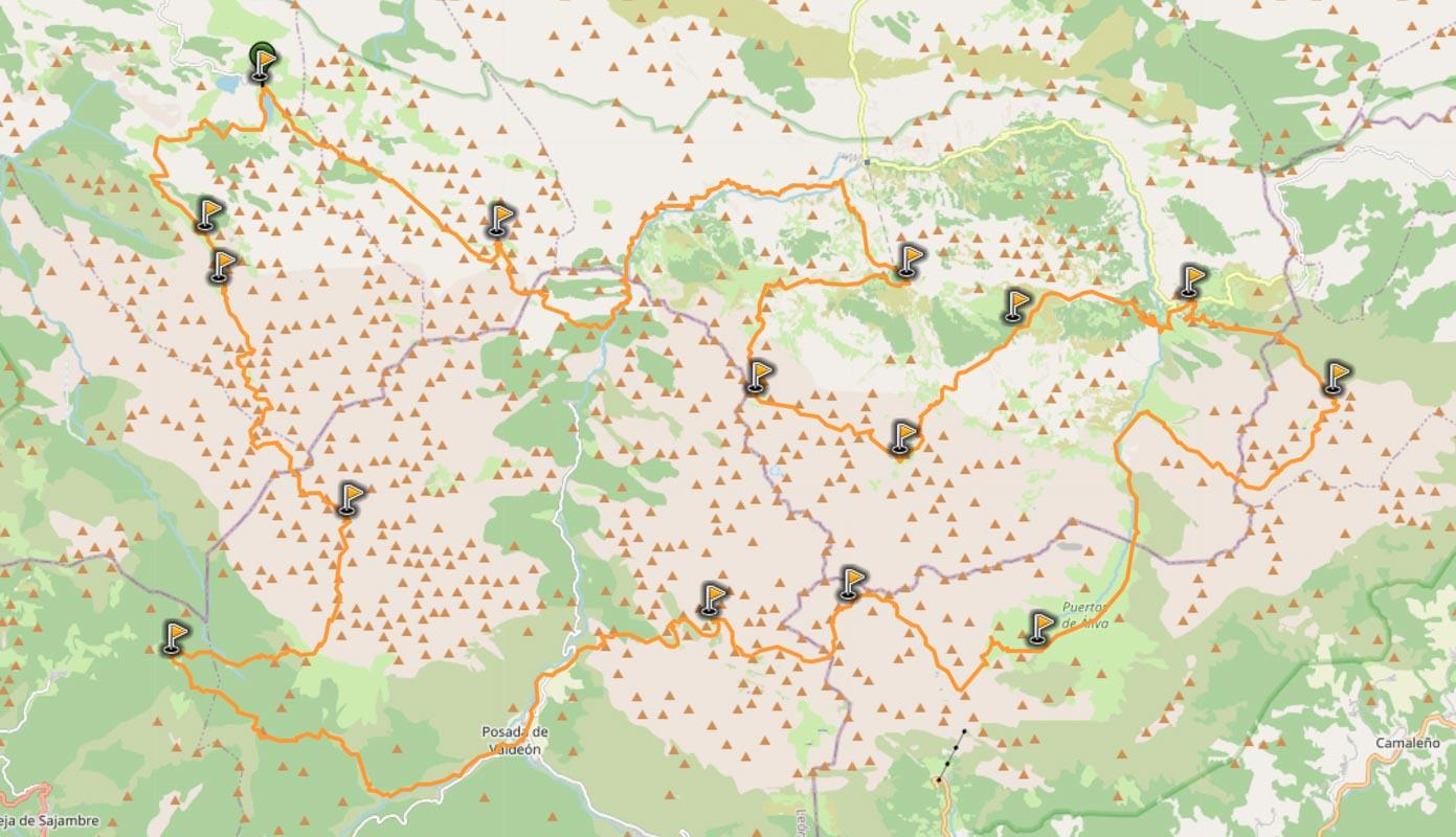map of hike anillo 3 macizos picos de europa