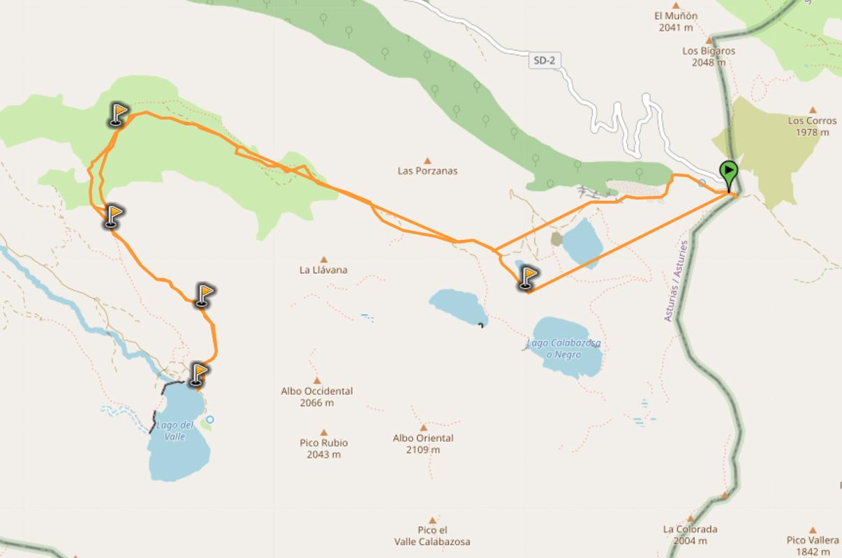 map of hike lago del valle from la farrapona somiedo asturias spain