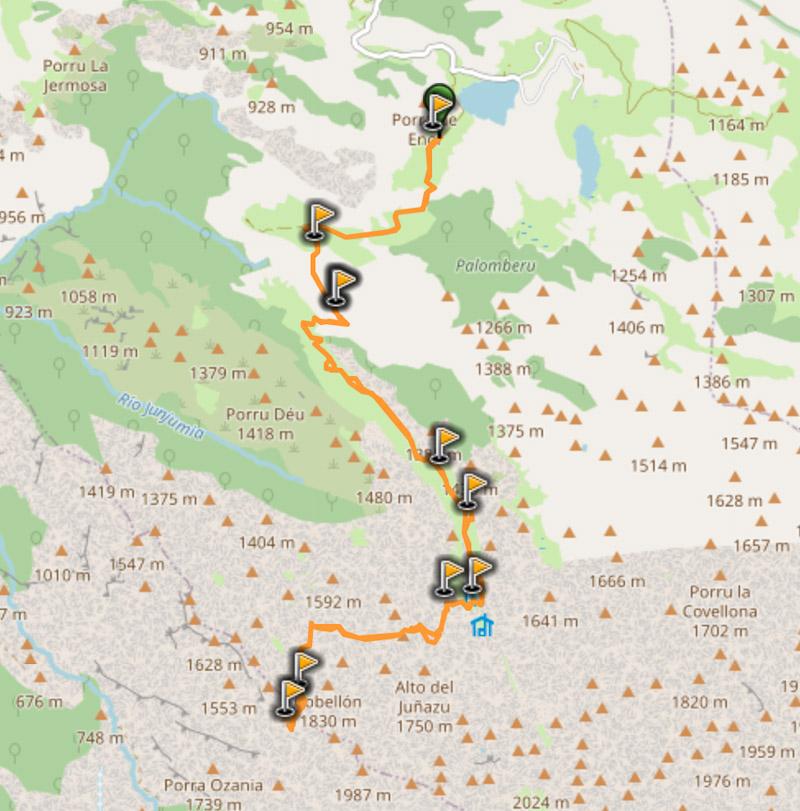 map of hike ordiales scenic balcony trail in picos de europa asturias spain