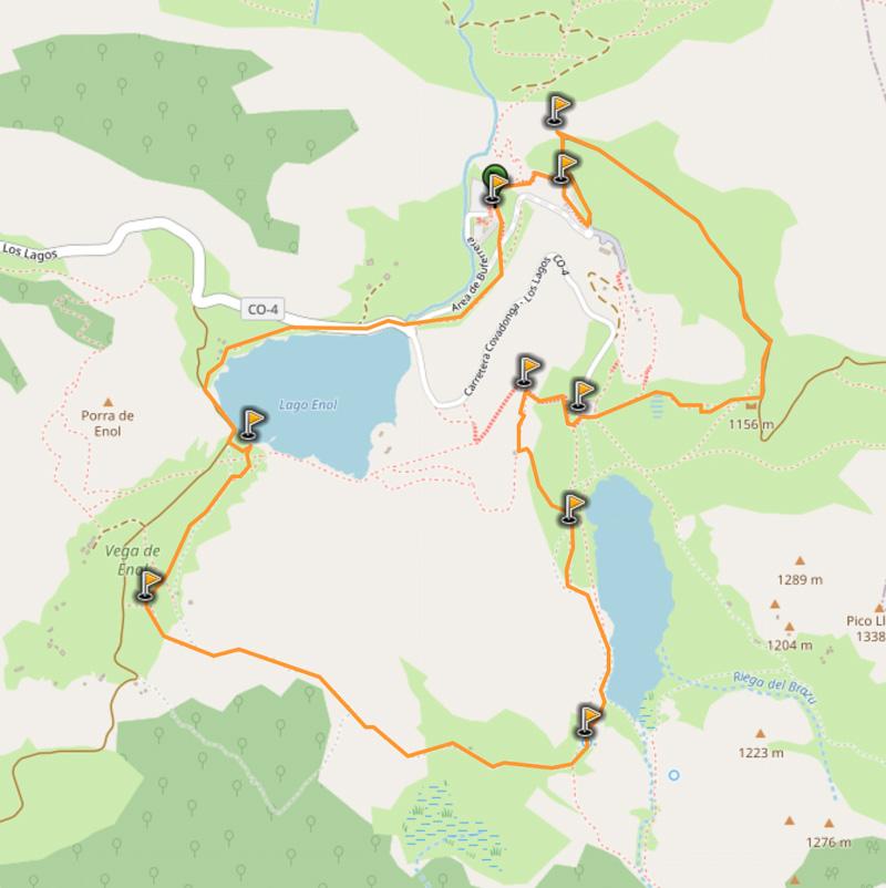 map of hike ruta lagos de covadonga in picos de europa asturias spain