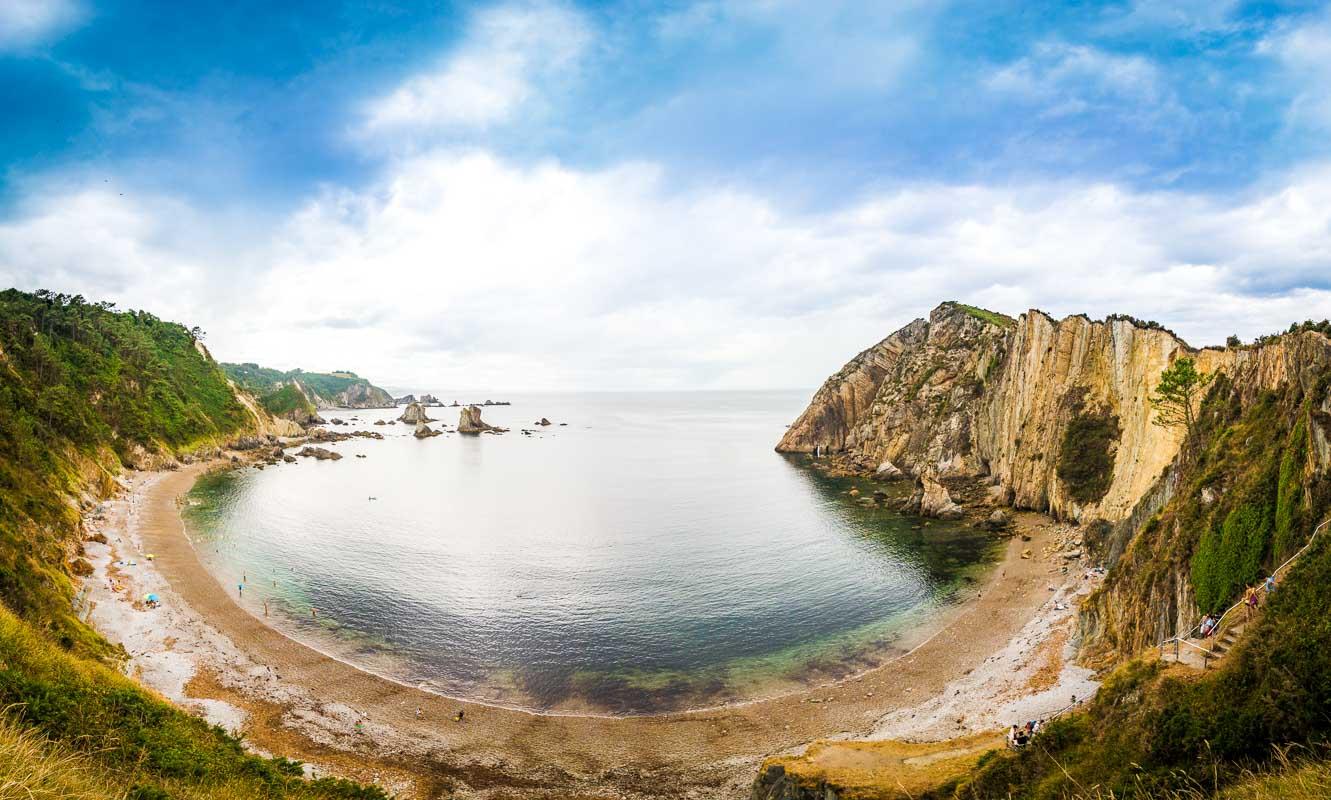 wide panorama of the playa del silencio beach in asturias spain