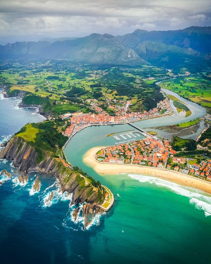 aerial view of ribadesella asturias spain