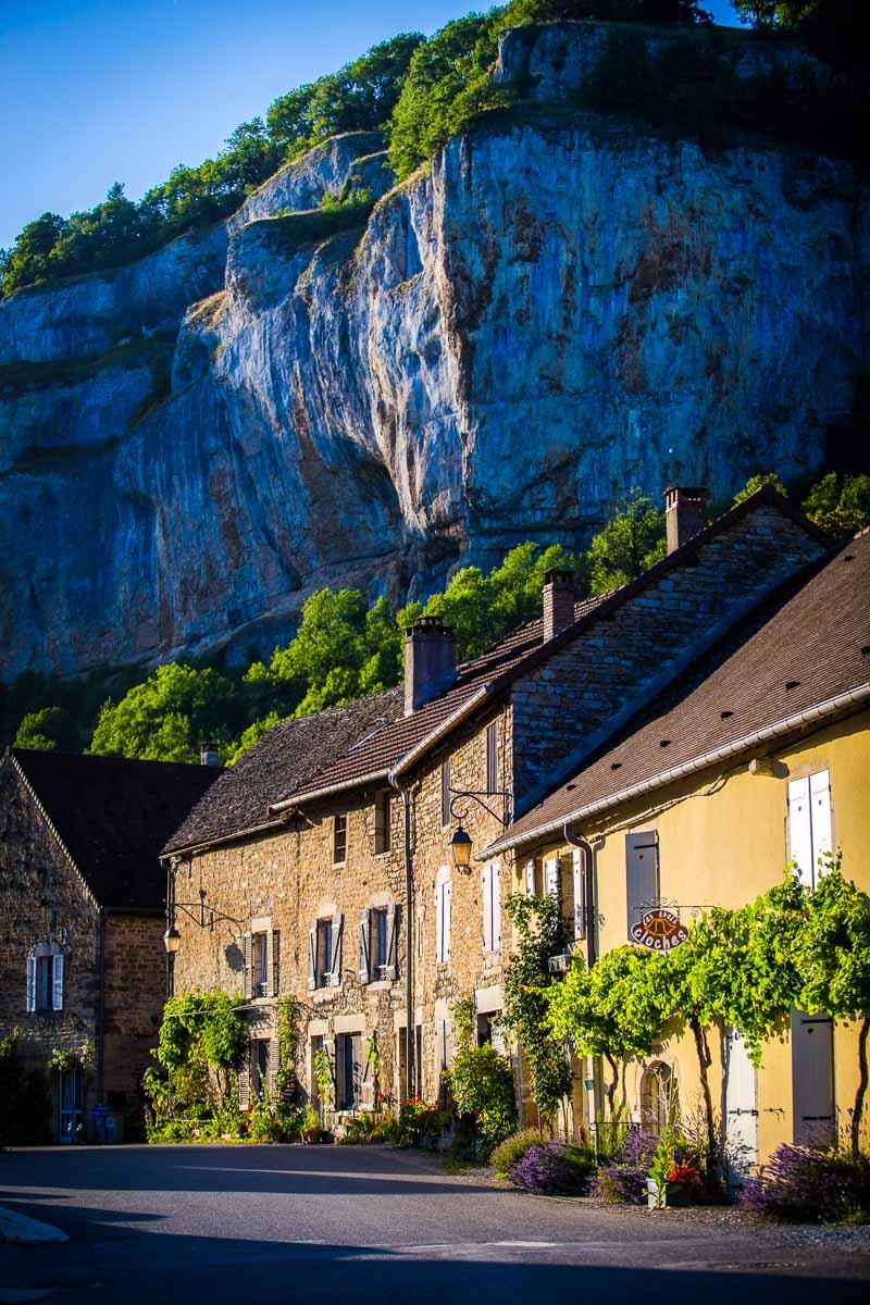 street under cliff in baume les messieurs