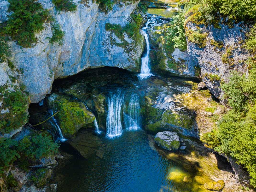 cascade de la billaude from the air