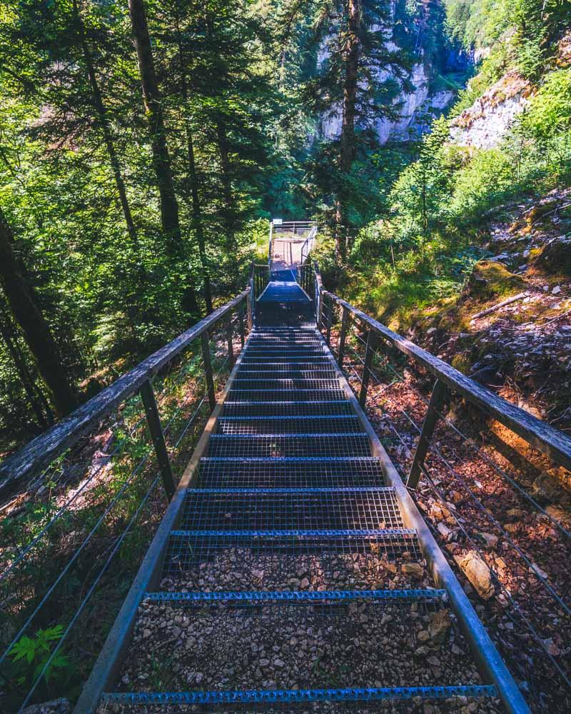 stairs down to cascade de la billaude