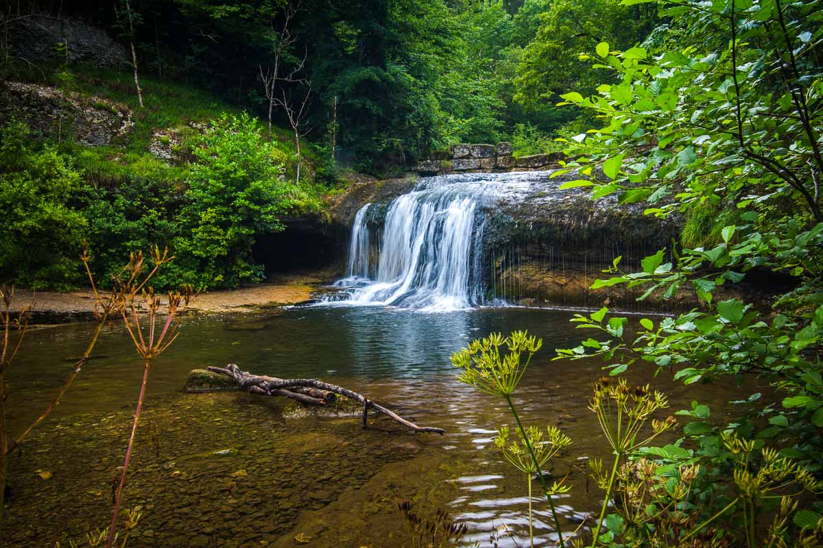 the chateau garnier waterfall in jura france