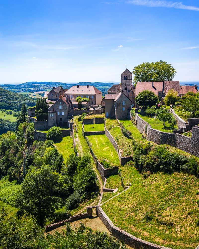 the main view over the village of chateau chalon