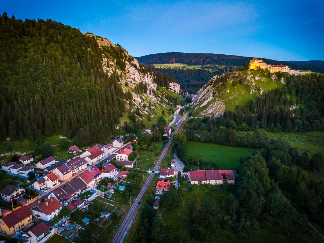 road leading to chateau de joux