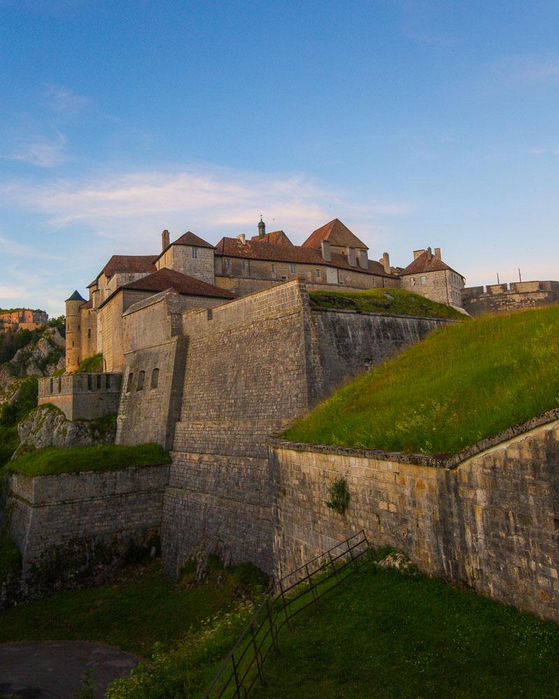side view of the chateau de joux