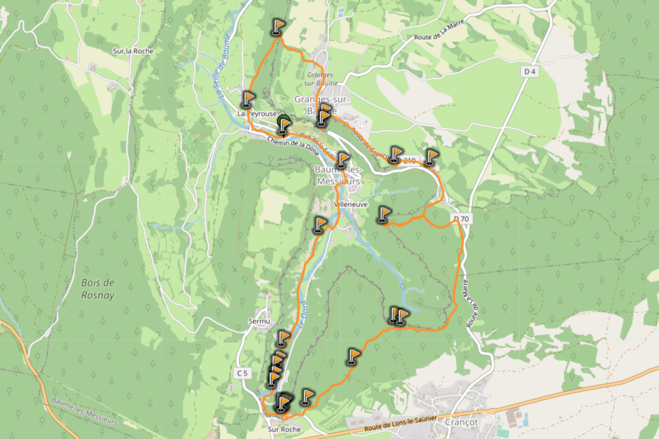 map hike cirque baume les messieurs randonnee