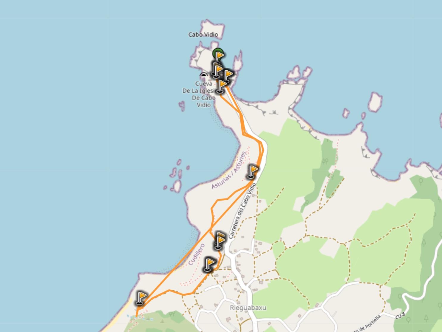 map of cabo vidio hike asturias spain