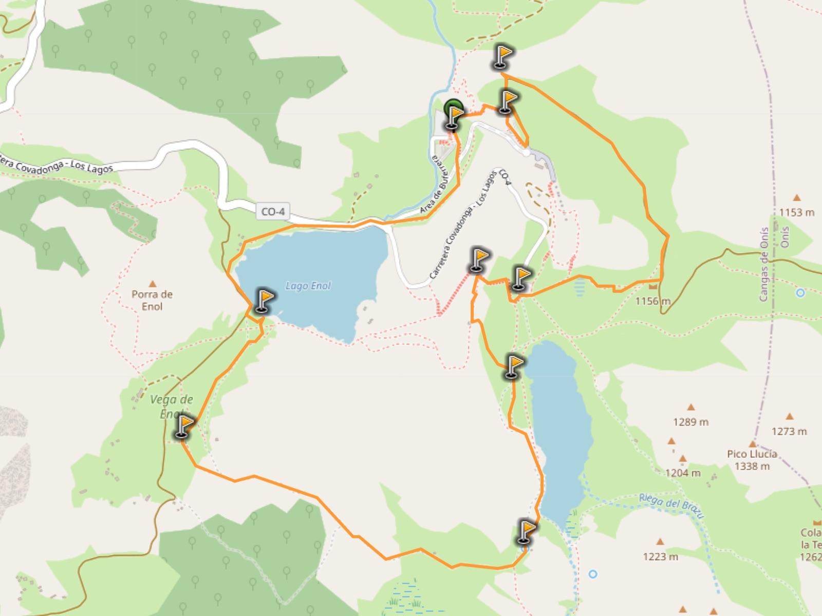map of covadongas lakes hike asturias spain