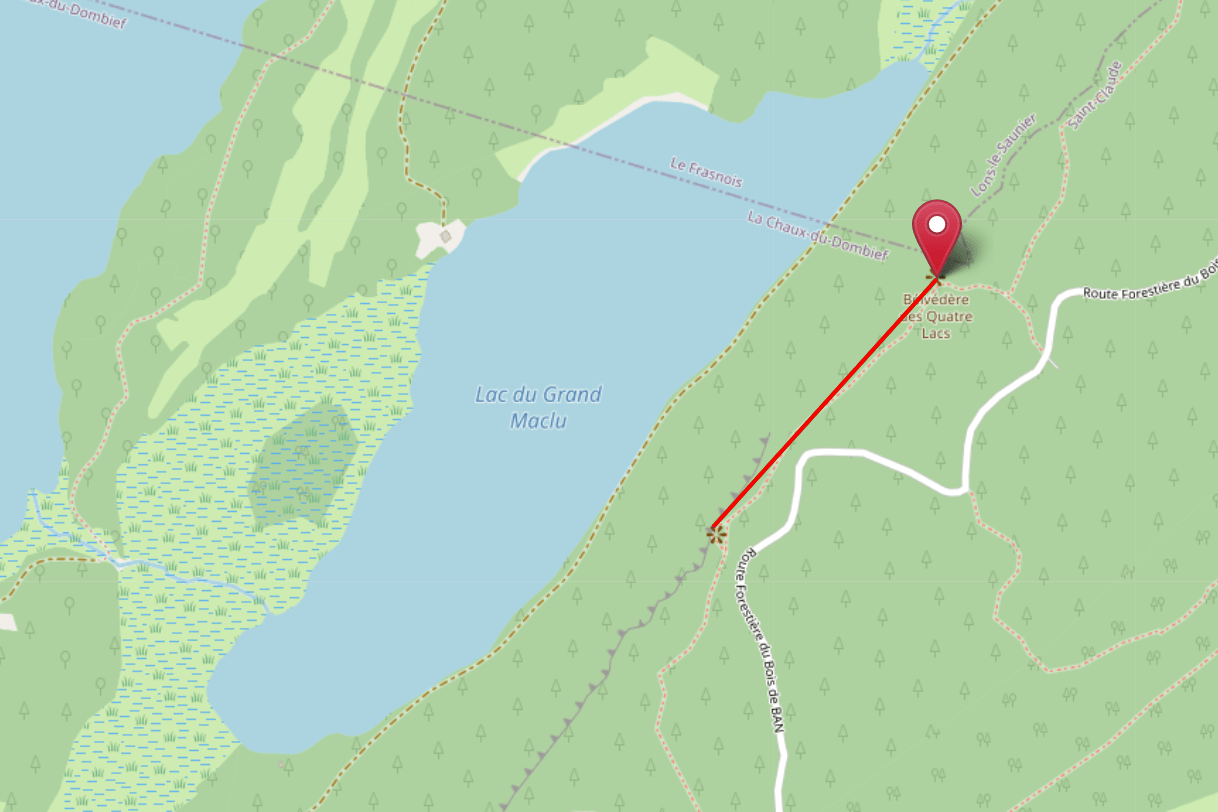 map of hike belvedere des 4 lacs to belvedere des 3 lacs jura