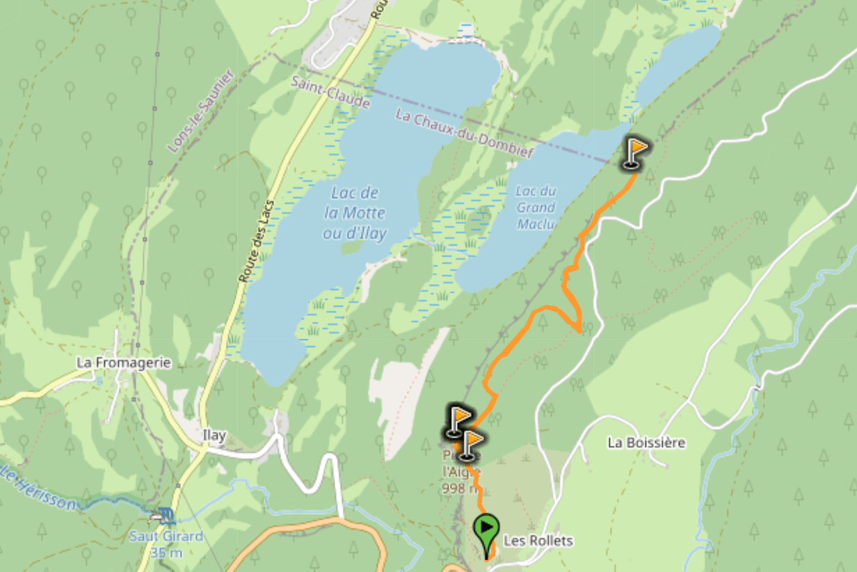 map of hike from pic de l'aigle to belvedere des 4 lacs