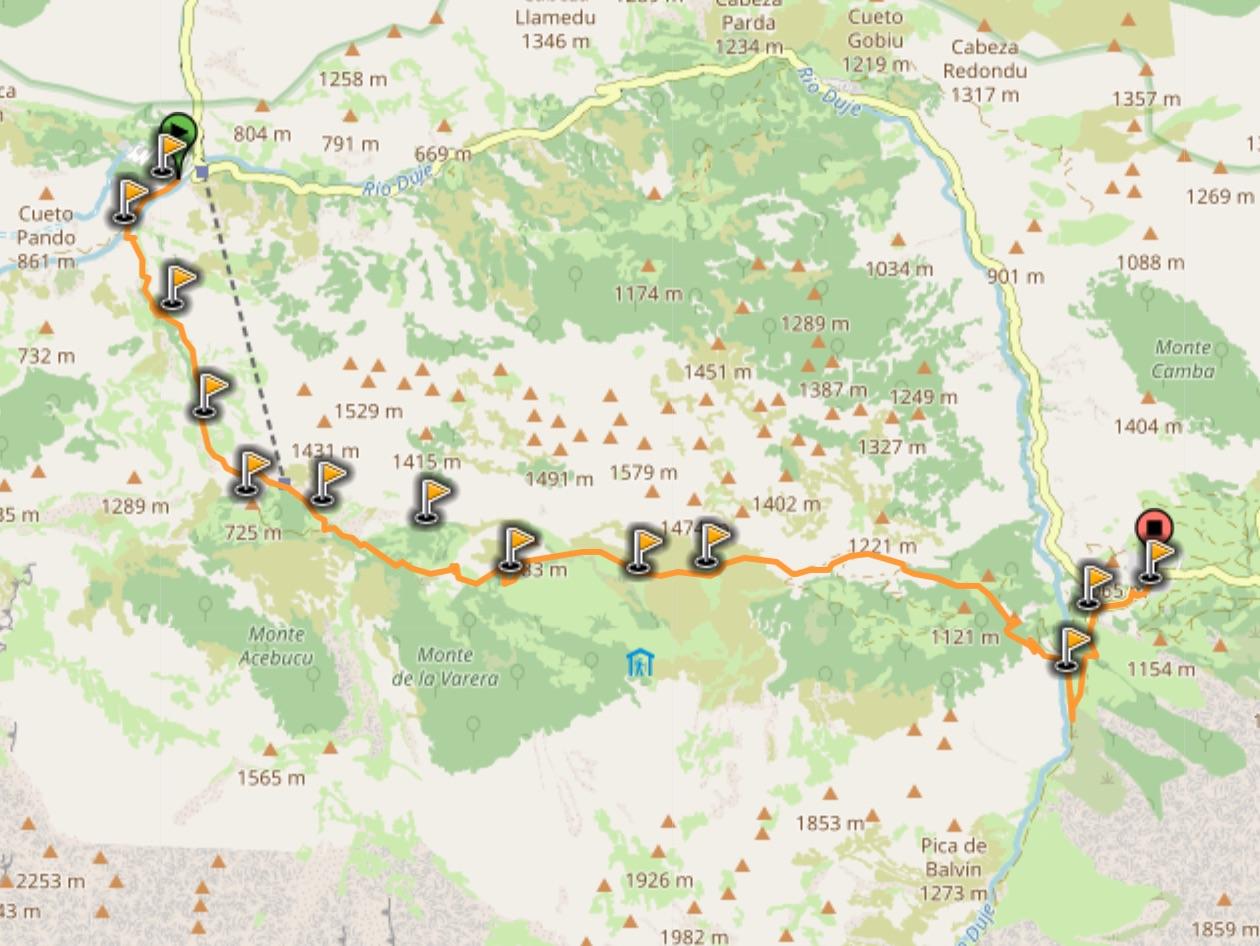 map of hike from poncebos to sotres asturias spain