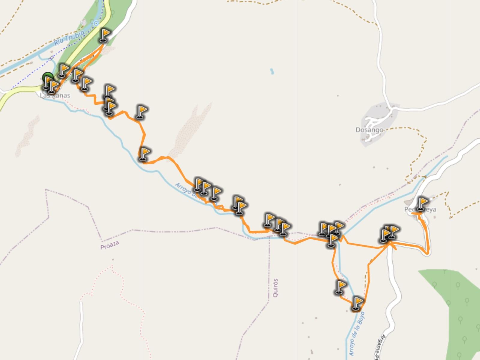 map of hike ruta de las xanas asturias spain