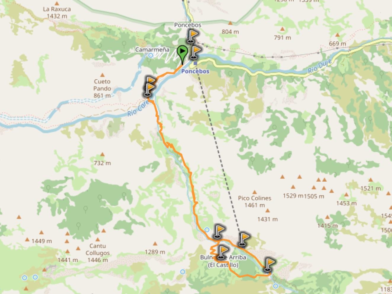 map of poncebos to bulnes hike