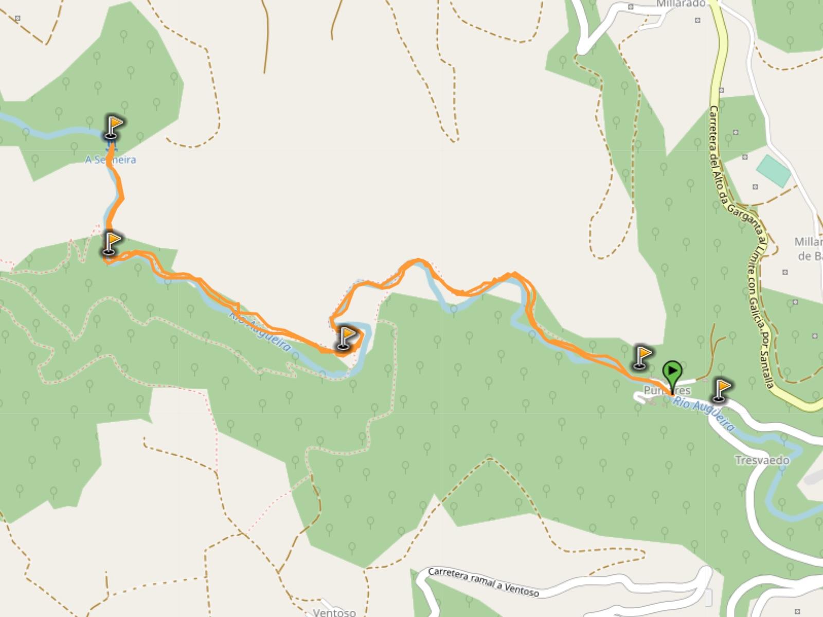 map of ruta cascada seimeira hike asturias spain