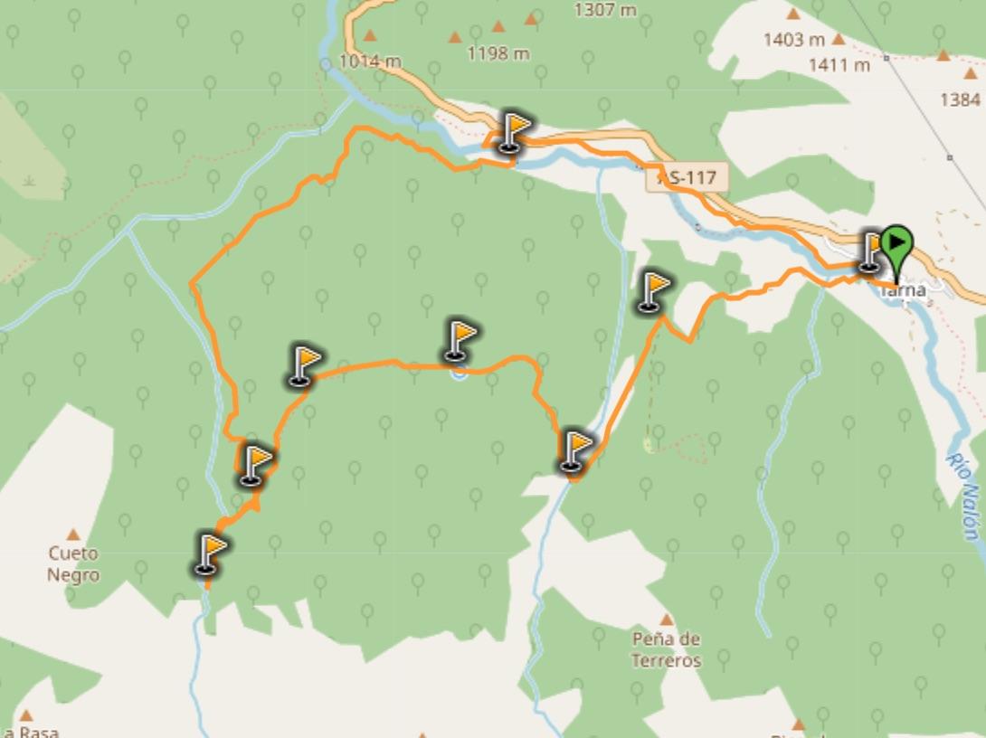 map of tabayon waterfall trail asturias spain