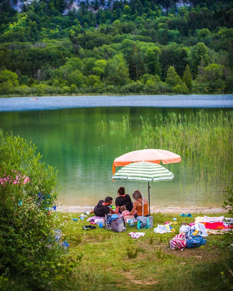family in the lac d'ilay jura