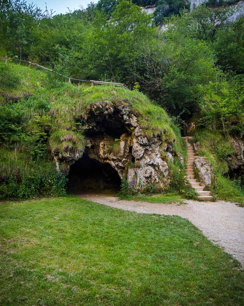 stairs to go above the baume les messieurs waterfall