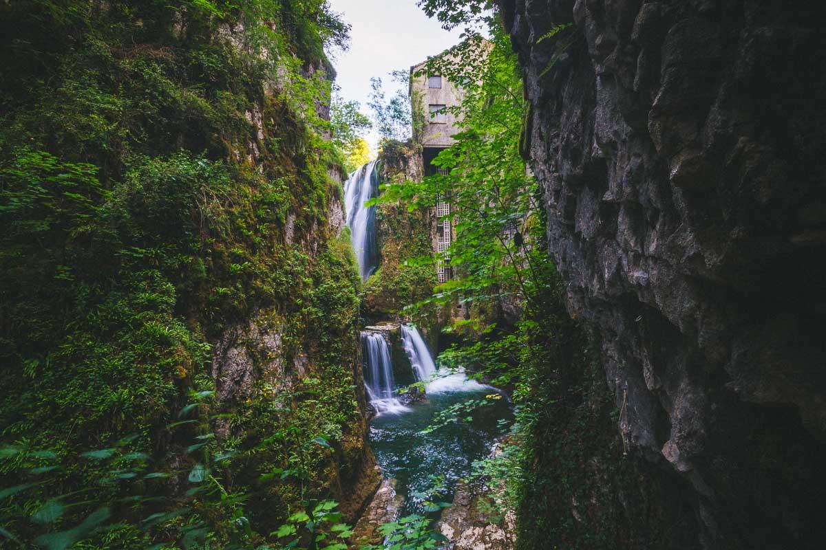 waterfall of gorges de la langouette jura france