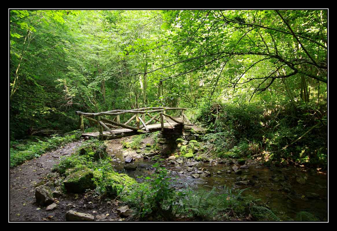 wooden bridge on the ruta de las xanas hiking in asturias spain