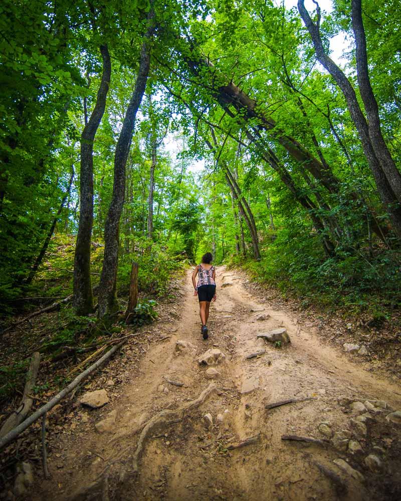 nesrine hiking to the second cross