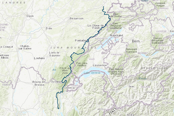 map hike grande traversee du jura