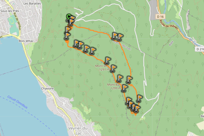 map mont baron mont veyrier hike from col du pre vernet