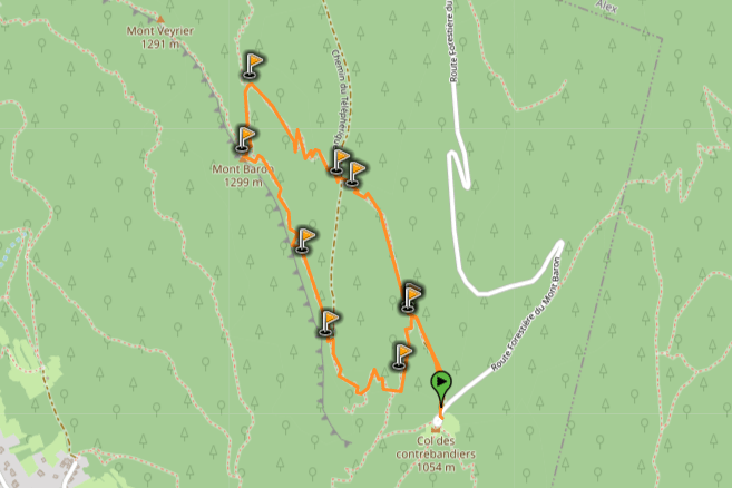 map mont veyrier mont baron hike from col des contrebandiers