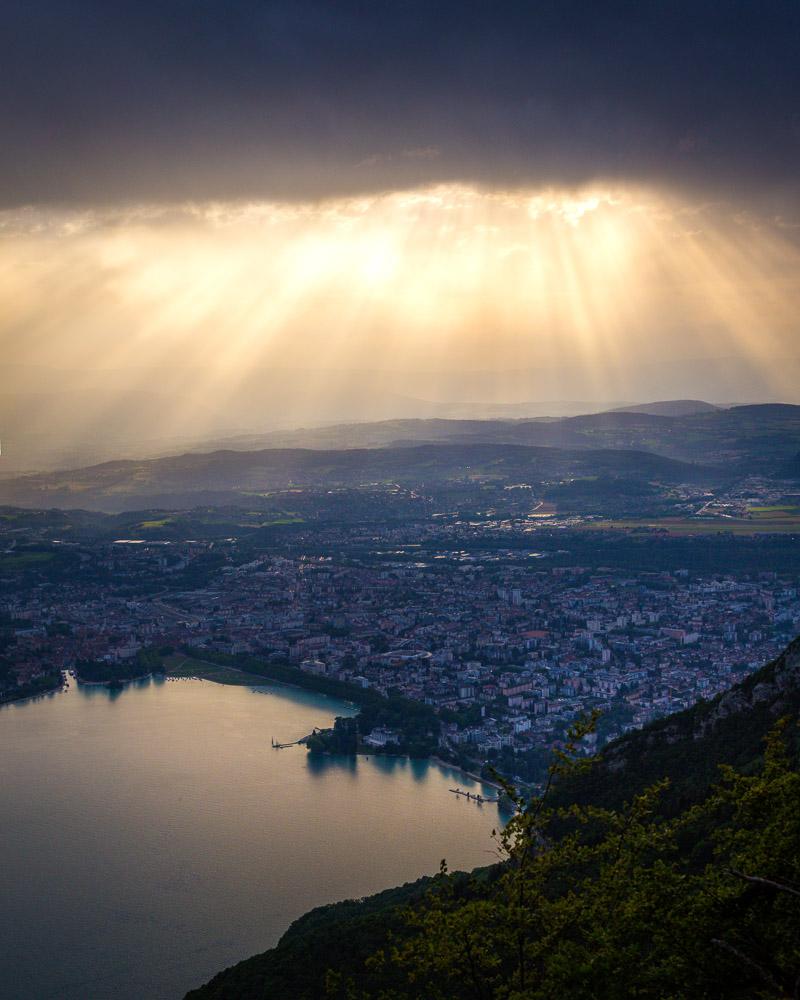 golden light over annecy and lake