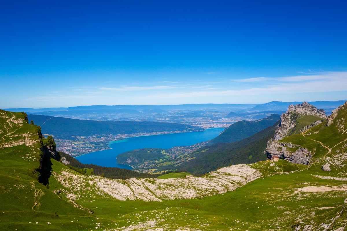 view over the refuge de la tournette and lac d'annecy