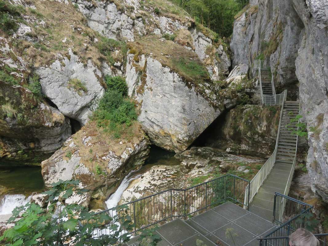 stairs at pertes de lain waterfall