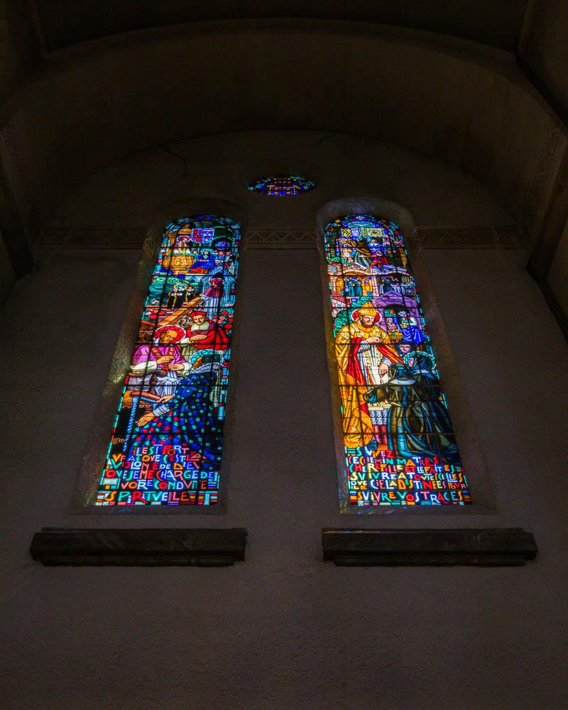 stained glass windows in the basilica