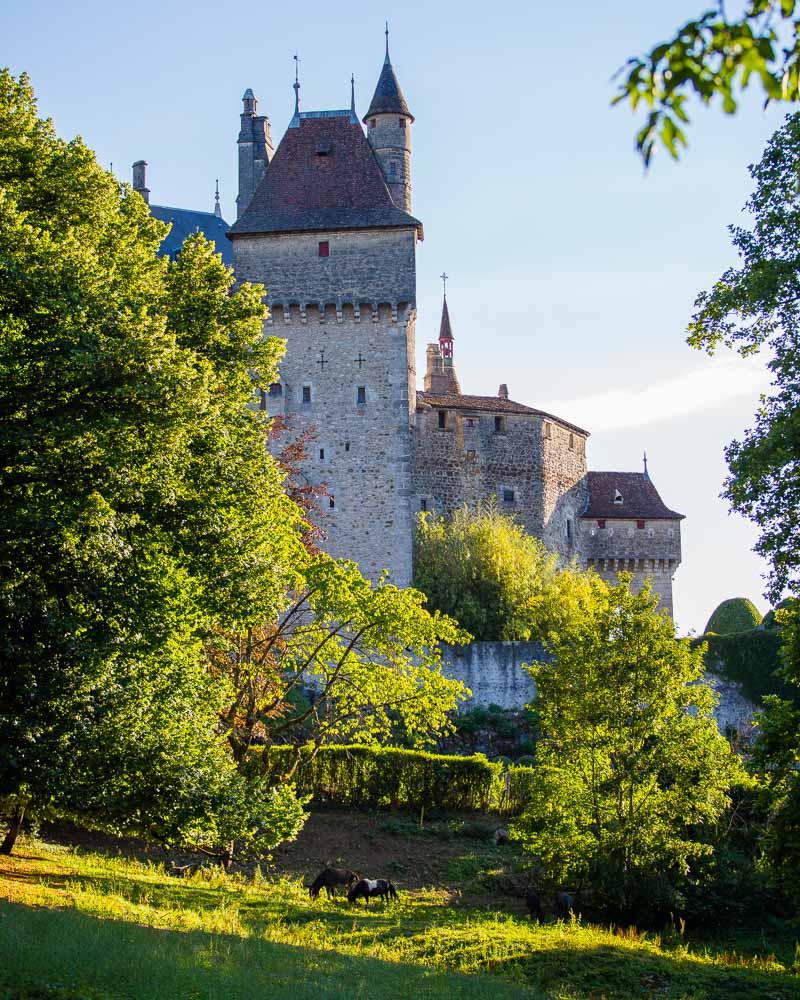 horses at menthon castle