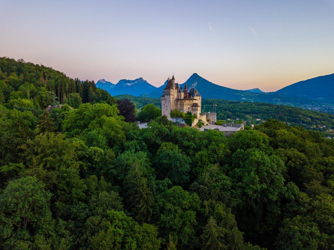 drone view of chateau de menthon