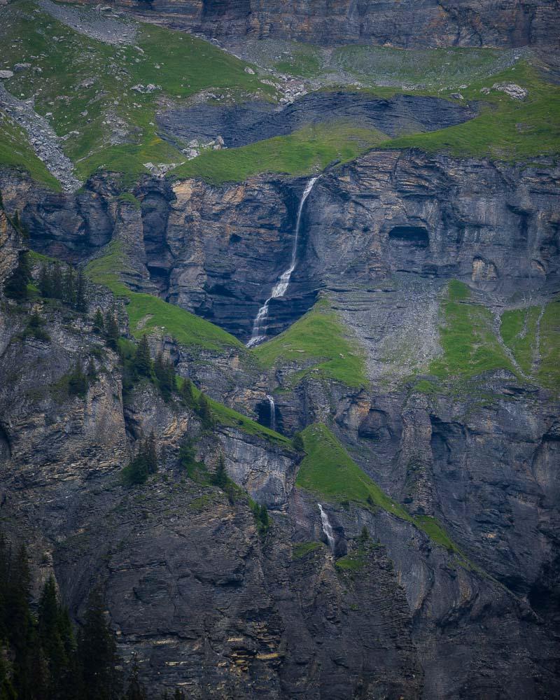 several waterfalls high in the cirque des fonts mountains