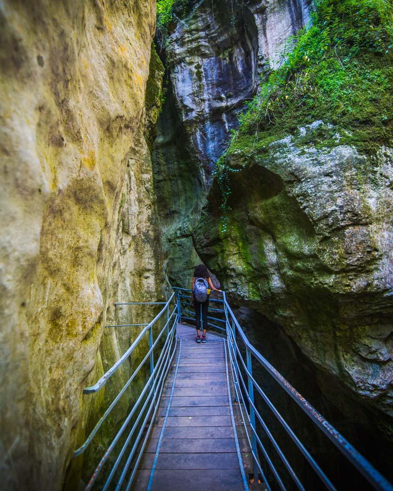 wooden path at gorges du fier