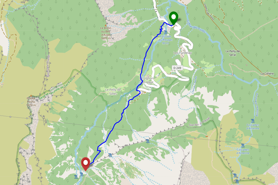 map randonnee cascade du rouget hike