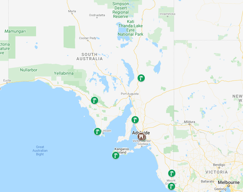 south australia famous attractions map