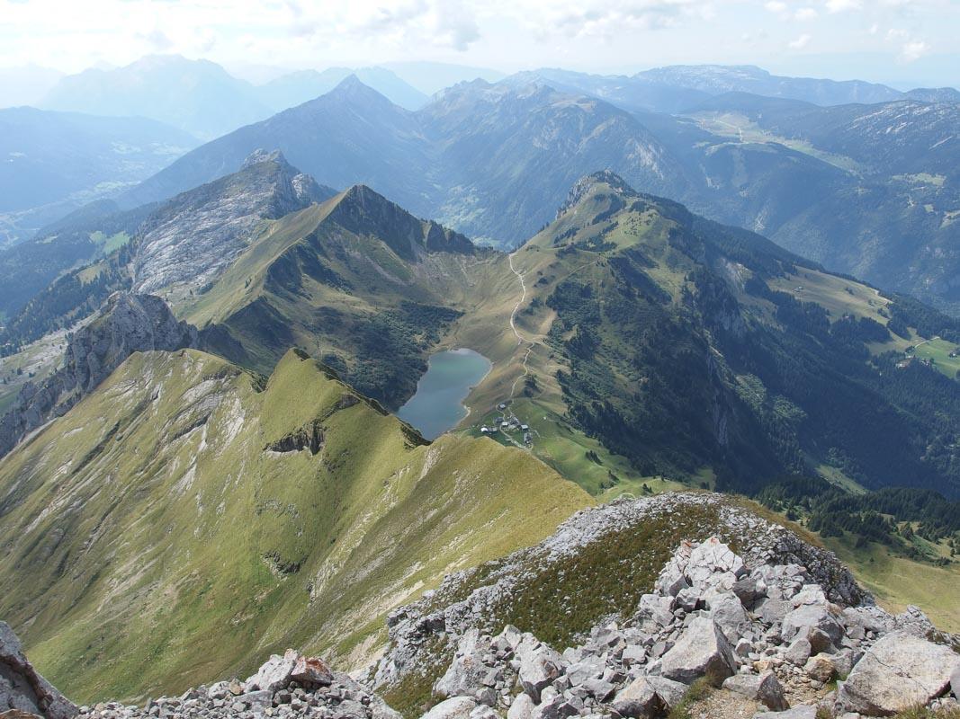 lac de lassy from pic de jallouvre hiking near annecy france