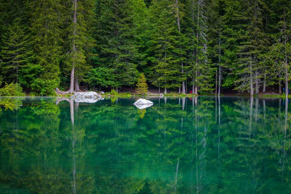 beautiful reflection at lac vert haute savoie
